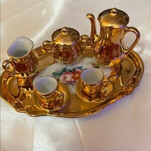 Limoges Porcelain Gold 10 Tea Set with Matching Tray
